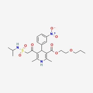 B1679454 2-Propoxyethyl-1,4-dihydro-5-((isopropylsulfamoyl)acetyl)-2,6-dimethyl-4-(3-nitrophenyl)nicotinate CAS No. 103295-92-7