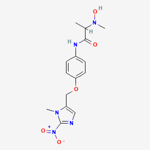 B1679460 2-[hydroxy(methyl)amino]-N-[4-[(3-methyl-2-nitroimidazol-4-yl)methoxy]phenyl]propanamide CAS No. 116370-29-7