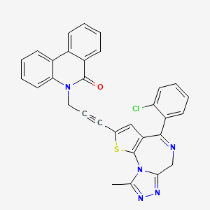 B1679470 5-(3-(4-(2-Chlorophenyl)-9-methyl-6H-thieno(3,2-f)(1,2,4)triazolo(4,3-a)(1,4)diazepin-2-yl)-2-propynyl)phenanthridin-6(5H)-one CAS No. 125030-71-9