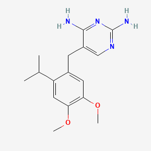 molecular formula C16H22N4O2 B1679474 2,4-Pyrimidinediamine, 5-[[4,5-dimethoxy-2-(1-methylethyl)phenyl]methyl]- CAS No. 1026582-88-6