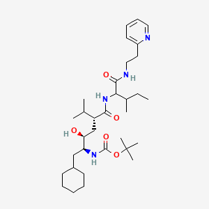 molecular formula C33H56N4O5 B1679484 Carbamic acid, (1-(cyclohexylmethyl)-2-hydroxy-5-methyl-4-(((2-methyl-1-(((2-(2-pyridinyl)ethyl)amino)carbonyl)butyl)amino)carbonyl)hexyl)-, 1,1-dimethylethyl ester, (1S-(1R*,2R*,4S*(1R*,2R*)))- CAS No. 141979-04-6