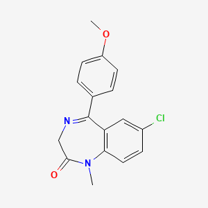 molecular formula C17H15ClN2O2 B1679489 2H-1,4-Benzodiazepin-2-one, 7-chloro-1,3-dihydro-5-(4-methoxyphenyl)-1-methyl- CAS No. 72430-63-8