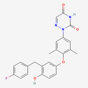 molecular formula C24H20FN3O4 B1679665 1,2,4-Triazine-3,5(2H,4H)-dione, 2-(4-(3-((4-fluorophenyl)methyl)-4-hydroxyphenoxy)-3,5-dimethylphenyl)- CAS No. 332926-04-2
