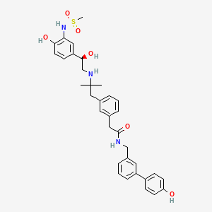 molecular formula C34H39N3O6S B1679667 Benzeneacetamide, N-((4'-hydroxy(1,1'-biphenyl)-3-yl)methyl)-3-(2-(((2R)-2-hydroxy-2-(4-hydroxy-3-((methylsulfonyl)amino)phenyl)ethyl)amino)-2-methylpropyl)- CAS No. 862541-45-5