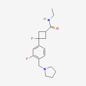 N-ethyl-3-fluoro-3-[3-fluoro-4-(pyrrolidin-1-ylmethyl)phenyl]cyclobutane-1-carboxamide