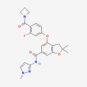 molecular formula C25H25FN4O4 B1679680 4-[4-(1-Azetidinylcarbonyl)-3-fluorophenoxy]-2,3-dihydro-2,2-dimethyl-N-(1-methyl-1H-pyrazol-3-yl)-6-benzofurancarboxamide CAS No. 955881-01-3
