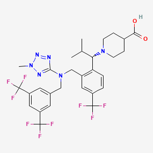 molecular formula C29H31F9N6O2 B1679682 1-[(1S)-1-[2-[[[[3,5-Bis(trifluoromethyl)phenyl]methyl](2-methyl-2H-tetrazol-5-yl)amino]methyl]-4-(trifluoromethyl)phenyl]-2-methylpropyl]-4-piperidinecarboxylic acid CAS No. 949099-81-4