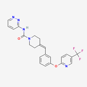 molecular formula C23H20F3N5O2 B1679683 N-pyridazin-3-yl-4-[[3-[5-(trifluoromethyl)pyridin-2-yl]oxyphenyl]methylidene]piperidine-1-carboxamide CAS No. 1020315-31-4