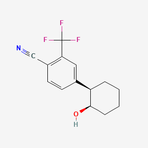 molecular formula C14H14F3NO B1679686 4-((1R,2R)-2-Hydroxycyclohexyl)-2(trifluoromethyl)benzonitrile CAS No. 1076225-27-8