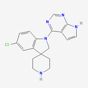 molecular formula C18H18ClN5 B1679706 Spiro(3H-indole-3,4'-piperidine), 5-chloro-1,2-dihydro-1-(1H-pyrrolo(2,3-d)pyrimidin-4-yl)- CAS No. 908280-58-0