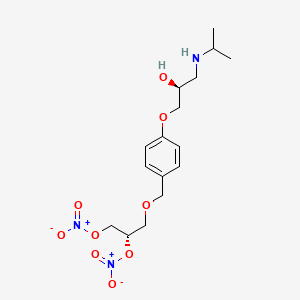 molecular formula C16H25N3O9 B1679747 1,2-Propanediol, 3-((4-((2S)-2-hydroxy-3-((1-methylethyl)amino)propoxy)phenyl)methoxy)-, 1,2-dinitrate, (2S)- CAS No. 780825-97-0