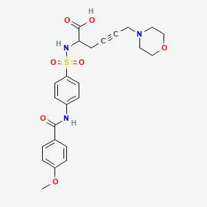 molecular formula C24H27N3O7S B1679752 4-Hexynoic acid, 2-(((4-((4-methoxybenzoyl)amino)phenyl)sulfonyl)amino)-6-(4-morpholinyl)- CAS No. 291533-11-4