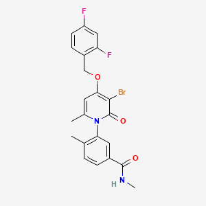 B1679756 3-(3-Bromo-4-((2,4-difluorobenzyl)oxy)-6-methyl-2-oxopyridin-1(2H)-yl)-N,4-dimethylbenzamide CAS No. 586379-66-0