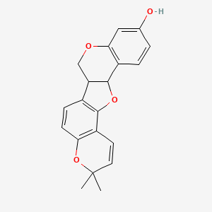 molecular formula C20H18O4 B1679764 17,17-dimethyl-4,12,18-trioxapentacyclo[11.8.0.02,11.05,10.014,19]henicosa-1(13),5(10),6,8,14(19),15,20-heptaen-7-ol CAS No. 13401-40-6