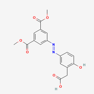 molecular formula C18H16N2O7 B1679769 3,5-Dicarbomethoxy-3'-carboxymethyl-4'-hydroxyazobenzene CAS No. 99435-38-8