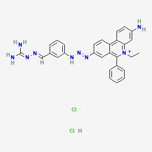 molecular formula C29H29Cl2N9 B1679781 Phenanthridinium, 3-amino-8-(3-(3-(((aminoiminomethyl)hydrazono)methyl)phenyl)-1-triazenyl)-5-ethyl-6-phenyl-, chloride, monohydrochloride CAS No. 4210-92-8
