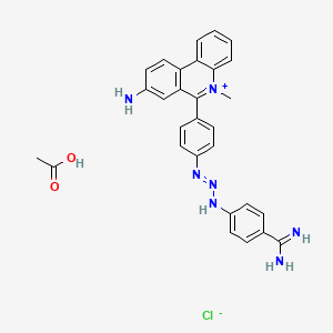 molecular formula C29H28ClN7O2 B1679783 Phenanthridinium, 8-amino-6-(4-(3-(4-(aminoiminomethyl)phenyl)-1-triazenyl)phenyl)-5-methyl-, chloride, acetate CAS No. 3690-87-7