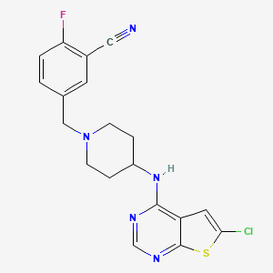 molecular formula C19H17ClFN5S B1679805 5-[[4-[(6-chlorothieno[2,3-d]pyrimidin-4-yl)amino]piperidin-1-yl]methyl]-2-fluorobenzonitrile CAS No. 866206-54-4