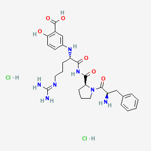 B1679807 Phenylalanyl-prolyl-arginyl-3-carboxy-4-hydroxyaniline CAS No. 86356-77-6