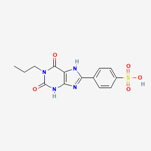 molecular formula C14H14N4O5S B1679811 4-(2,6-Dioxo-1-propyl-3,7-dihydropurin-8-yl)benzenesulfonic acid CAS No. 152529-79-8