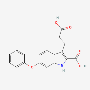 molecular formula C18H15NO5 B1679813 2-Carboxy-6-phenoxy-1H-indole-3-propionic acid CAS No. 139896-80-3