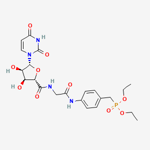 molecular formula C22H29N4O10P B1679814 (2S,3S,4R,5R)-N-[2-[4-(diethoxyphosphorylmethyl)anilino]-2-oxoethyl]-5-(2,4-dioxopyrimidin-1-yl)-3,4-dihydroxyoxolane-2-carboxamide CAS No. 958459-33-1