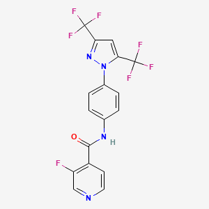molecular formula C17H9F7N4O B1679890 N-(4-(3,5-Bis(trifluoromethyl)-1H-pyrazol-1-yl)phenyl)-3-fluoroisonicotinamide CAS No. 245747-08-4