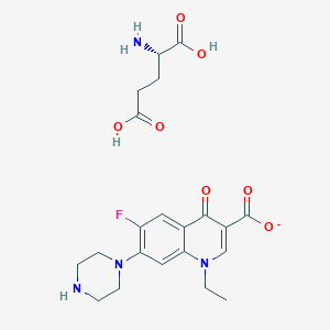 molecular formula C21H27FN4O7 B1679918 (2S)-2-aminopentanedioic acid;1-ethyl-6-fluoro-4-oxo-7-piperazin-1-ylquinoline-3-carboxylic acid CAS No. 85181-48-2