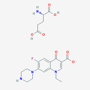 molecular formula C21H26FN4O7- B1679918 L-Glutamic acid, 1-ethyl-6-fluoro-1,4-dihydro-4-oxo-7-(1-piperazinyl)-3-quinolinecarboxylate CAS No. 85181-48-2