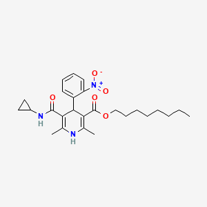 molecular formula C26H35N3O5 B1679993 Octyl 2,6-dimethyl-3-cyclopropylaminocarbonyl-4-o-nitrophenyl-1,4-dihydropyridine-5-carboxylat CAS No. 132031-81-3
