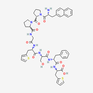 (2S)-2-[[(2R)-2-[[(2S)-2-[[(2S)-2-[[2-[[(2S)-1-[(2S)-1-[(2R)-2-amino-3-naphthalen-2-ylpropanoyl]pyrrolidine-2-carbonyl]pyrrolidine-2-carbonyl]amino]acetyl]amino]-3-thiophen-2-ylpropanoyl]amino]-3-hydroxypropanoyl]amino]-3-phenylpropanoyl]amino]-3-thiophen-2-ylpropanoic acid