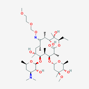 molecular formula C41H76N2O15 B1680011 (3R,4S,5S,6R,7R,9R,11S,12R,13S,14R)-6-[(2S,3R,4S,6R)-4-(dimethylamino)-3-hydroxy-6-methyloxan-2-yl]oxy-14-ethyl-7,12,13-trihydroxy-4-[(2R,4R,5S,6S)-5-hydroxy-4-methoxy-4,6-dimethyloxan-2-yl]oxy-10-(2-methoxyethoxymethoxyimino)-3,5,7,9,11,13-hexamethyl-oxacyclotetradecan-2-one CAS No. 80214-83-1