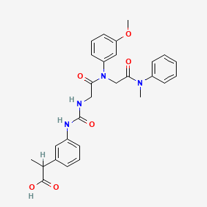 molecular formula C28H30N4O6 B1680021 Glycinamide, N-(((3-(1-carboxyethyl)phenyl)amino)carbonyl)glycyl-N2-(3-methoxyphenyl)-N-methyl-N-phenyl- CAS No. 139088-45-2