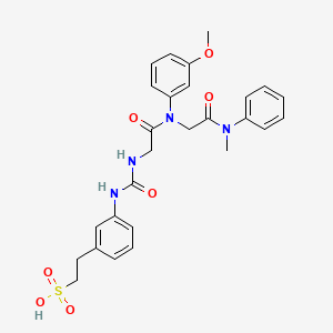 molecular formula C27H30N4O7S B1680022 2-[3-[[2-(3-methoxy-N-[2-(N-methylanilino)-2-oxoethyl]anilino)-2-oxoethyl]carbamoylamino]phenyl]ethanesulfonic acid CAS No. 197012-43-4