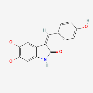 molecular formula C17H15NO4 B1680026 (3Z)-3-[(4-hydroxyphenyl)methylidene]-5,6-dimethoxy-1H-indol-2-one CAS No. 269730-03-2
