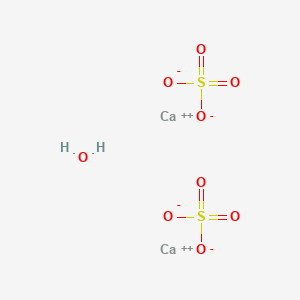 molecular formula (CaSO4)2.H2O<br>CaSO4·0.5H2O<br>Ca2H2O9S2 B168003 Calcium sulfate hemihydrate CAS No. 10034-76-1