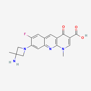 molecular formula C18H17FN4O3 B1680030 8-(3-Amino-3-methylazetidin-1-yl)-7-fluoro-1-methyl-4-oxobenzo[b][1,8]naphthyridine-3-carboxylic acid CAS No. 149105-53-3