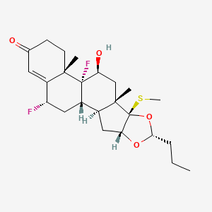 B1680032 (20R)-16a,17a-Butylidenedioxy-6a,9a-difluoro-11b-hydroxy-17b-(methylthio)androst-4-en-3-one CAS No. 159001-35-1