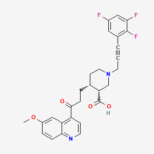 molecular formula C28H25F3N2O4 B1680034 (3R,4R)-4-[3-(6-甲氧基喹啉-4-基)-3-氧代-丙基]-1-[3-(2,3,5-三氟-苯基)-丙-2-炔基]-哌啶-3-甲酸 CAS No. 668463-35-2