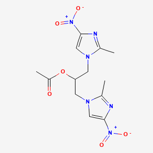 molecular formula C13H16N6O6 B1680039 1,3-Bis(2-methyl-4-nitroimidazol-1-yl)propan-2-yl acetate CAS No. 110230-95-0
