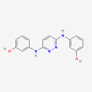 molecular formula C16H14N4O2 B1680040 Phenol, 3,3'-(3,6-pyridazinediyldiimino)bis- CAS No. 530112-00-6