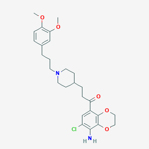 molecular formula C27H35ClN2O5 B1680044 1-(5-Amino-6-chloro-2,3-dihydro-1,4-benzodioxin-8-yl)-3-[1-[3-(3,4-dimethoxyphenyl)propyl]piperidin-4-yl]propan-1-one CAS No. 171859-02-2