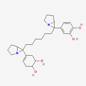 molecular formula C28H36N2O4 B1680049 4-[6-[6-[6-(4,5-Dihydroxycyclohexen-1-yl)-1-azabicyclo[3.1.0]hexan-6-yl]hexyl]-1-azabicyclo[3.1.0]hexan-6-yl]benzene-1,2-diol CAS No. 137550-79-9