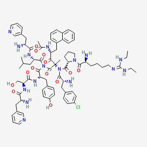 molecular formula C77H99ClN16O13 B1680053 LHRH, N-Acetyl-(2-naphthylalanyl)-(4-chlorophenylalanyl)(2)-(3-pyridinylalanyl)(3,6)-diethylhomoarginyl-alaninamide(10)- CAS No. 123219-97-6