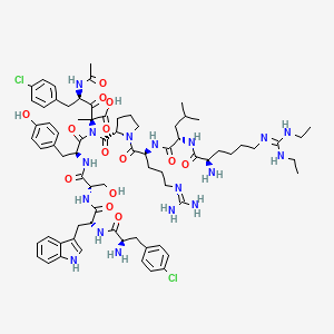 molecular formula C74H101Cl2N17O14 B1680056 LHRH, N-Acetyl-4-chlorophenylalanyl(1)-(4-chlorophenylalanyl)(2)-tryptophyl(3)-diethylhomoarginyl(6)-alanine(10)- CAS No. 109458-76-6