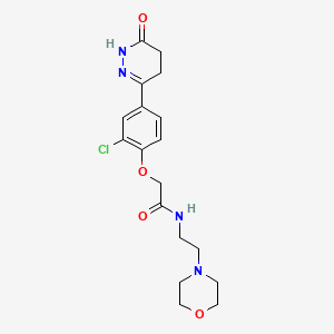 molecular formula C18H23ClN4O4 B1680057 2-[2-Chloro-4-(6-oxo-1,4,5,6-tetrahydro-3-pyridazinyl)phenoxy]-N-[2-(4-morpholinyl)ethyl]acetamide CAS No. 103433-83-6