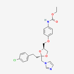 molecular formula C25H28ClN3O5 B1680064 ethyl N-[4-[[(2R,4S)-2-[2-(4-chlorophenyl)ethyl]-2-(imidazol-1-ylmethyl)-1,3-dioxolan-4-yl]methoxy]phenyl]carbamate CAS No. 111962-89-1