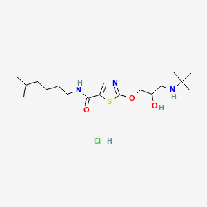 molecular formula C18H34ClN3O3S B1680067 5-Thiazolecarboxamide, 2-(3-((1,1-dimethylethyl)amino)-2-hydroxypropoxy)-N-(5-methylhexyl)-, monohydrochloride CAS No. 62435-92-1