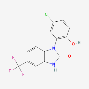 molecular formula C14H8ClF3N2O2 B1680083 1-(5-Chloro-2-hydroxyphenyl)-5-trifluoromethyl-1,3-dihydrobenzoimidazol-2-one CAS No. 141797-92-4
