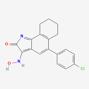 molecular formula C18H15ClN2O2 B1680087 1H-Benz(g)indole-2,3-dione, 5-(4-chlorophenyl)-6,7,8,9-tetrahydro-, 3-oxime CAS No. 309711-72-6